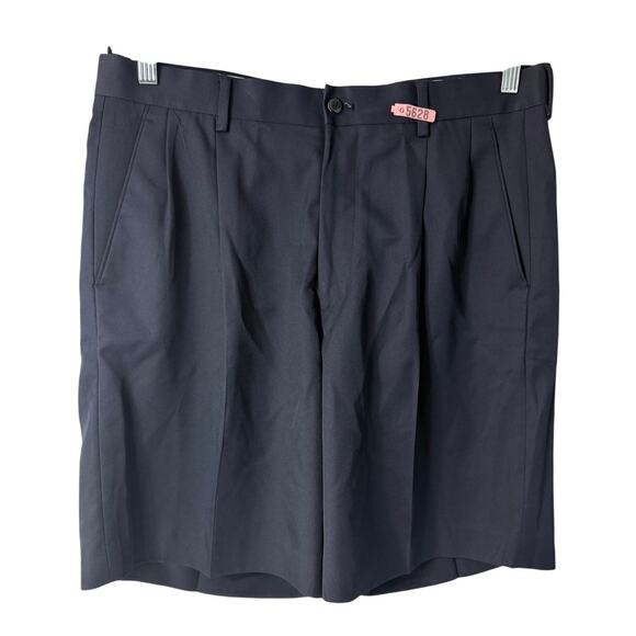 Alan Flusser Mens Navy Blue Pleated Dress Golf Shorts Size 35 4 Pockets - Picture 1 of 4